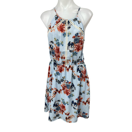 Collective Concepts Floral Sleeveless Cami Halter Neck Flare Mini A-Line Dress M