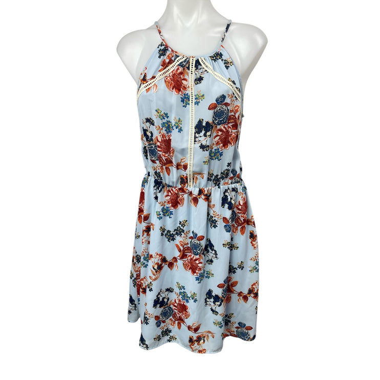 Collective Concepts Floral Sleeveless Cami Halter Neck Flare Mini A-Line Dress M