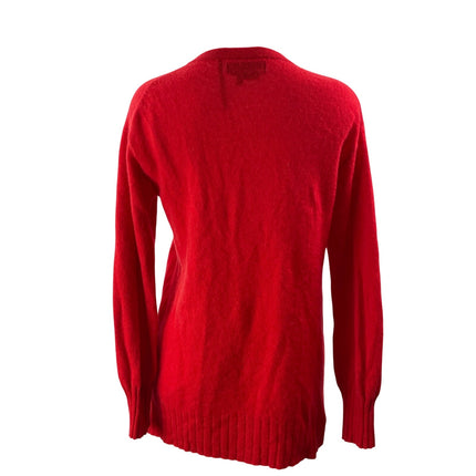 Anthropologie 100% Cashmere Red Long Sleeves V-neck Pullover Sweater Top Size S