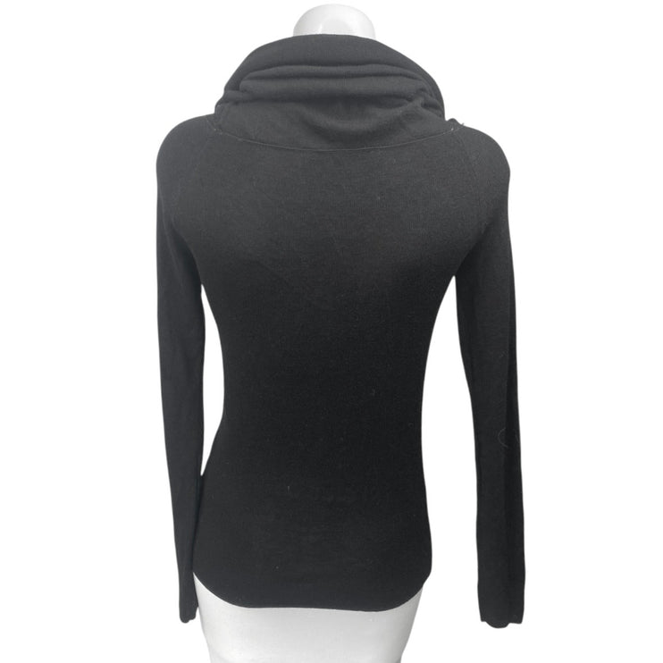 Zara Women's Black Wool Knit Long Sleeve Cowl Neck Slim Fit Sweater Top Size M