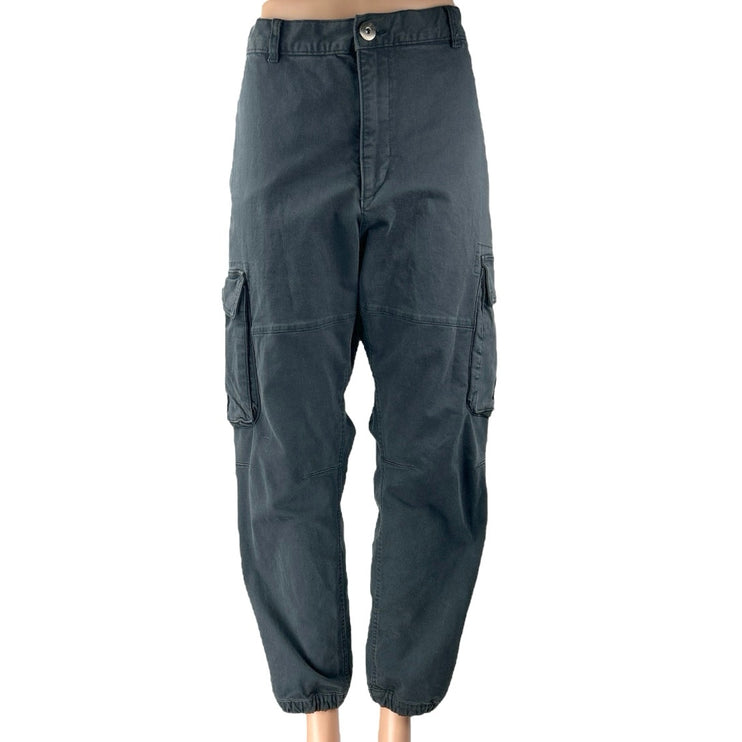 H&M Women's Black Slim Fit High Waisted Carrot Barrel Cargo Trousers Pants 34