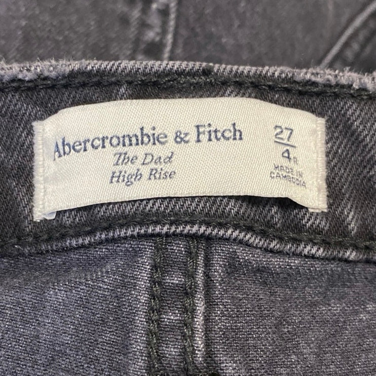 Abercrombie & Fitch The Dad High Rise Women's Black Distressed Denim Jeans Sz 27