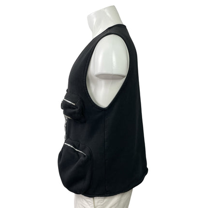 Boohooman Mens Black Reflective Print Sleeveless Pockets Utility Vest Top Size M