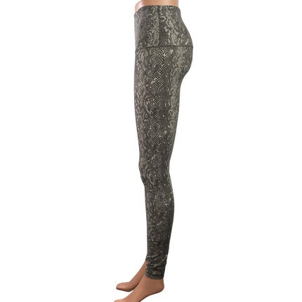 Womens Gray Snakeskin Animal Print High Rise Yoga Athletic Leggings Pants Size S