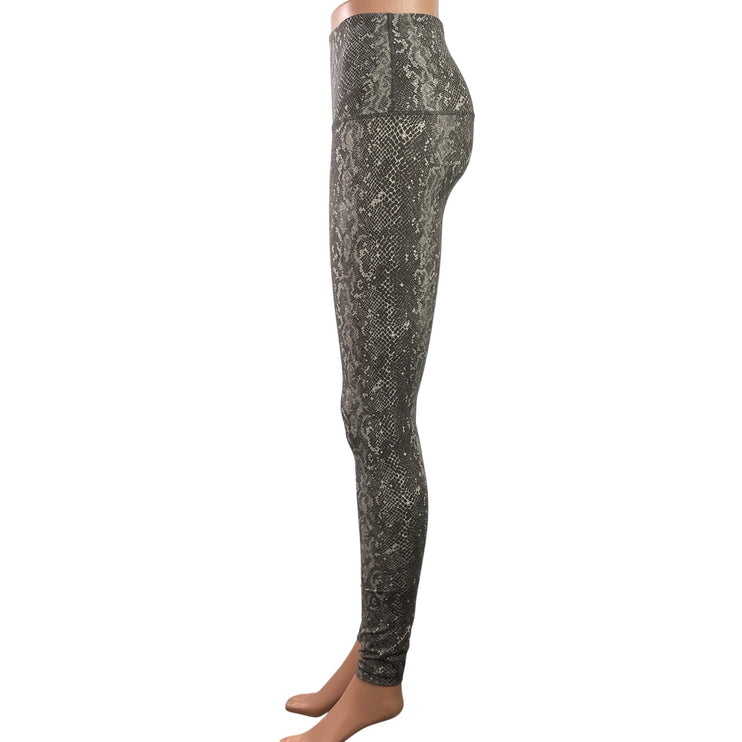 Womens Gray Snakeskin Animal Print High Rise Yoga Athletic Leggings Pants Size S
