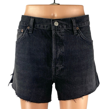 Agolde Parker Women's Black High Waisted Wide leg Denim Jeans Cutoff Shorts 31