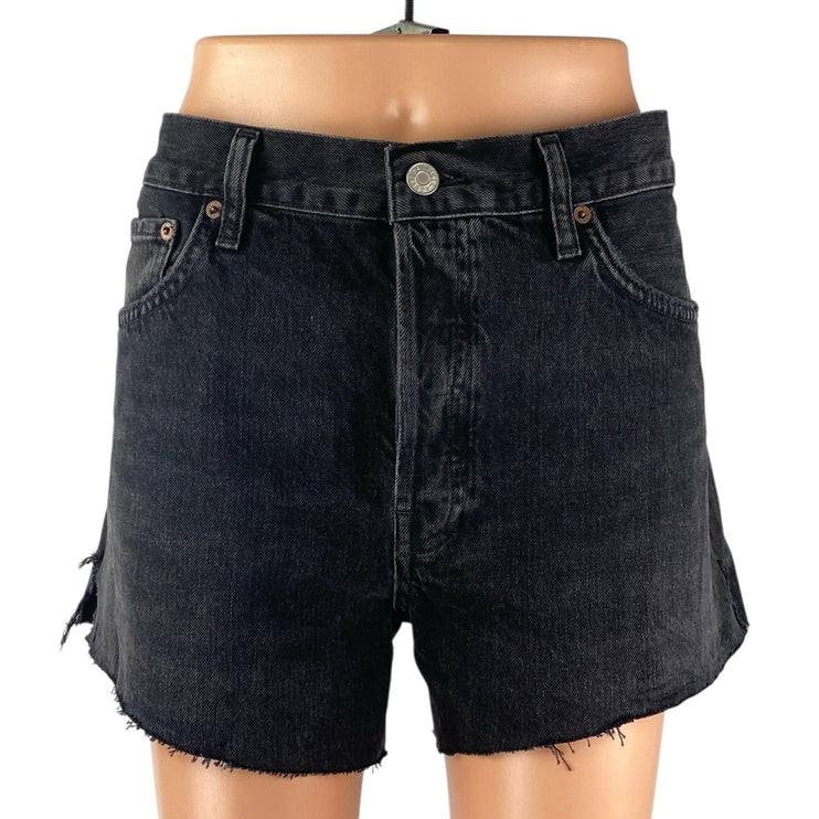 Agolde Parker Women's Black High Waisted Wide leg Denim Jeans Cutoff Shorts 31