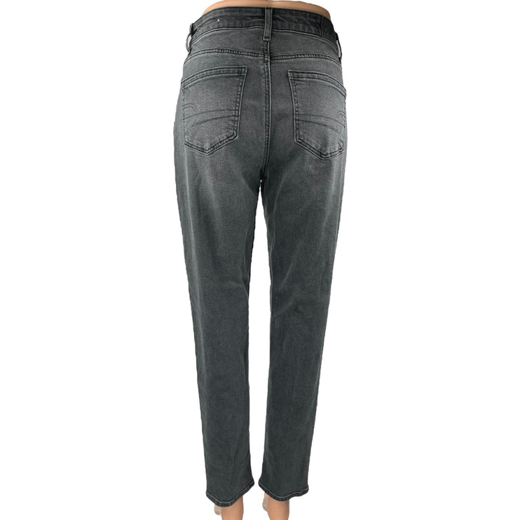 American Eagle Stretch Women's Black High Waisted Tapered Denim Jeans Size 0
