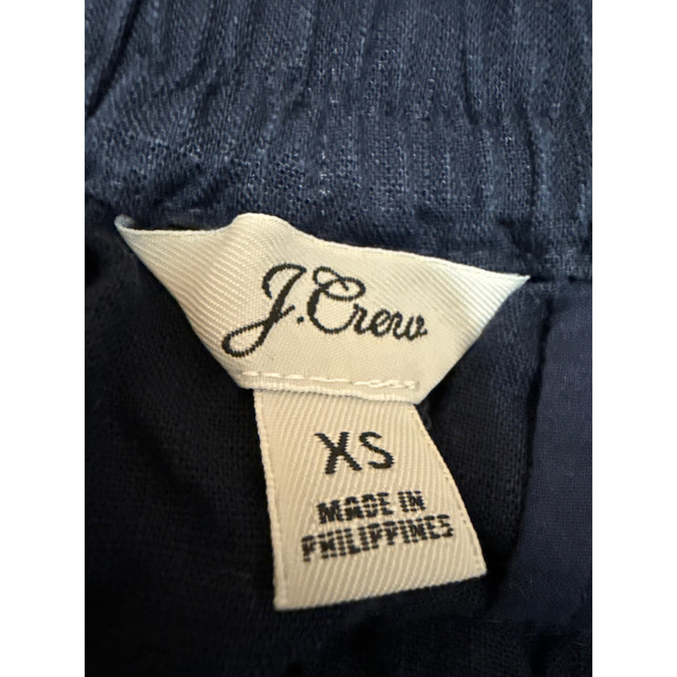 J.Crew Women's Navy Blue Linen Drawstring High Rise Mini Casual Shorts Size XS
