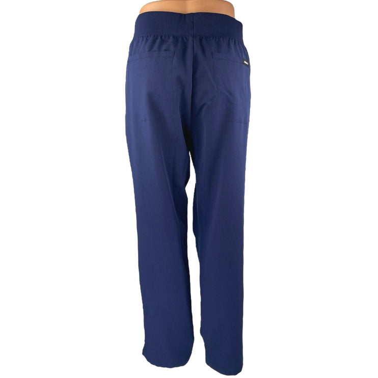 Jaanuu Womens Navy Blue High Rise Drawstring Straight Trousers Sweat Pant Size M