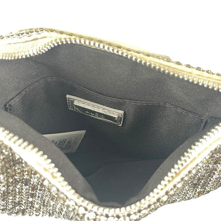Aldo Mistera Silver Rhinestone Sparkly Shimmer Crescent Half Moon Shoulder Bag