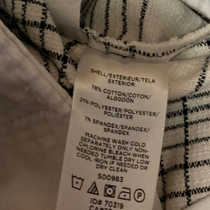 Ann Taylor Women White Black Plaid High Rise Straight Leg Trousers Pants Size 8