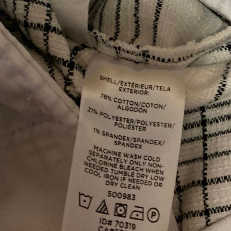 Ann Taylor Women White Black Plaid High Rise Straight Leg Trousers Pants Size 8