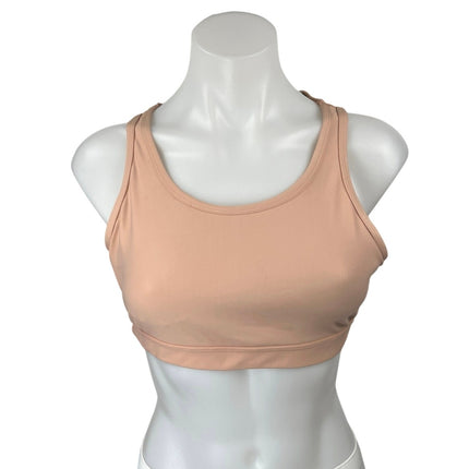 C&C California Peach Coral Lace Up Sleeveless Athletic Sports Bra Crop Top Sz L