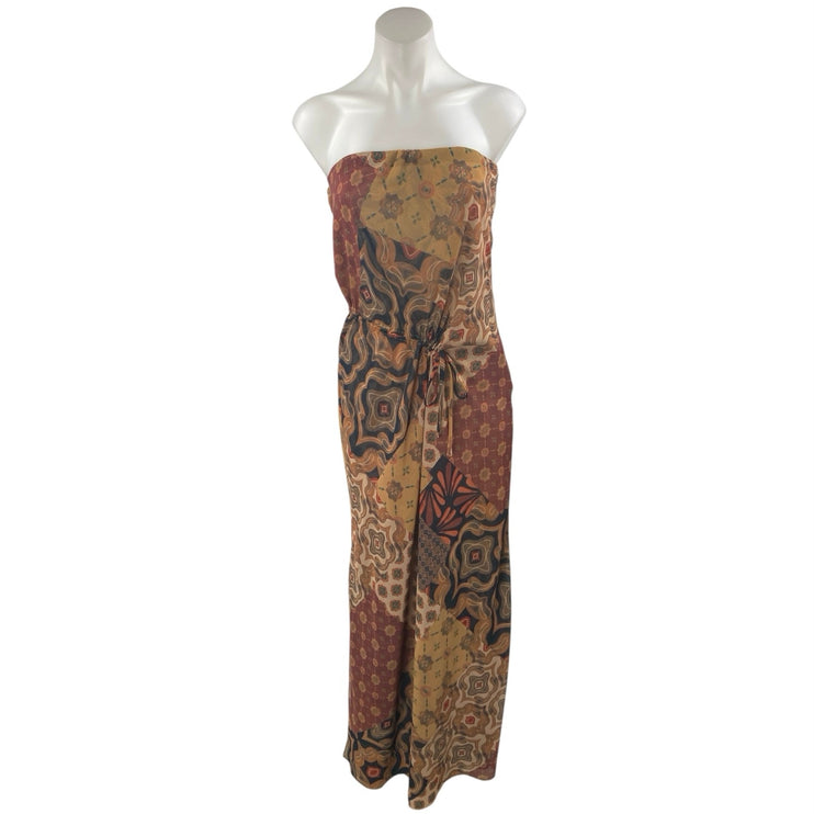 MISA Los Angeles Mariah Multicolor Floral Strapless Ruched Midi Tube Dress Sz S