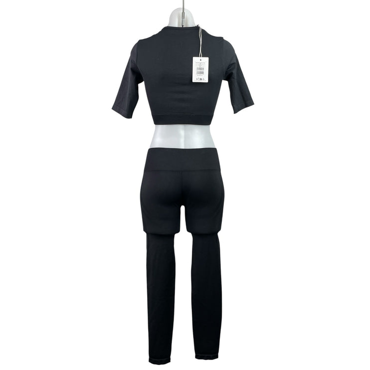NEW Gymshark Everyday Seamless Women's Black Crop Top & Legging Pants Sets Sz S