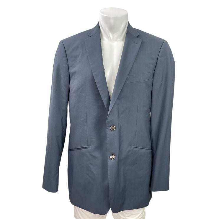 Indochino Men's Blue Gray Notch Lapel Pocket Long Sleeve Blazer Coat Jacket L
