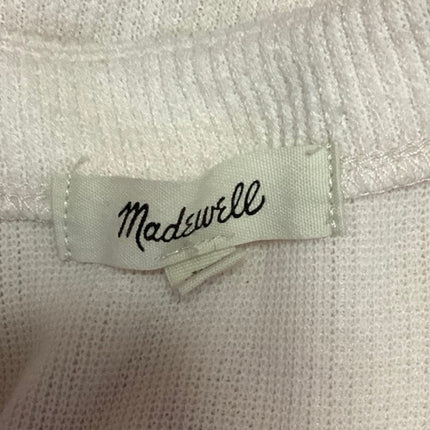 Madewell Cream Ribbed Knit Balloon Sleeve Button Up Cardigan Sweater Top Size XS