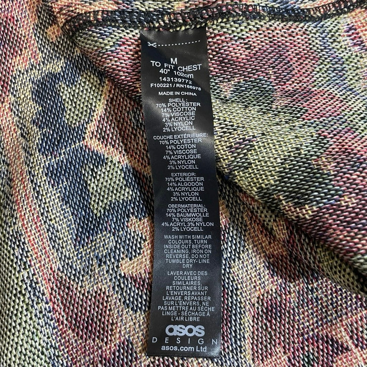 Asos Men's Multicolor Boxy Paisley Tapestry Short Sleeve Button Down Shacket M
