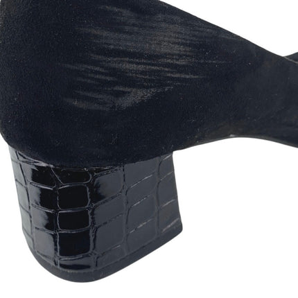 Ann Taylor Women's Black Suede Almond Toe Block Heel Slip On Pumps Shoes Sz 8.5