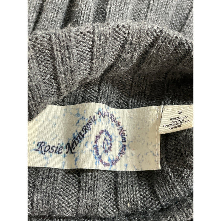 Anthropologie Rosie Neira Gray Wool Ribbed Knit Long Sleeve Sweater Mini Dress S