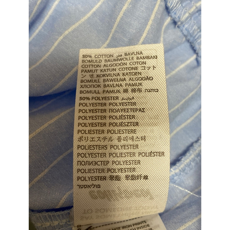 NEW Edikted Women Blue Stripe High Rise Elastic Waist Lounge Boxer Mini Shorts L