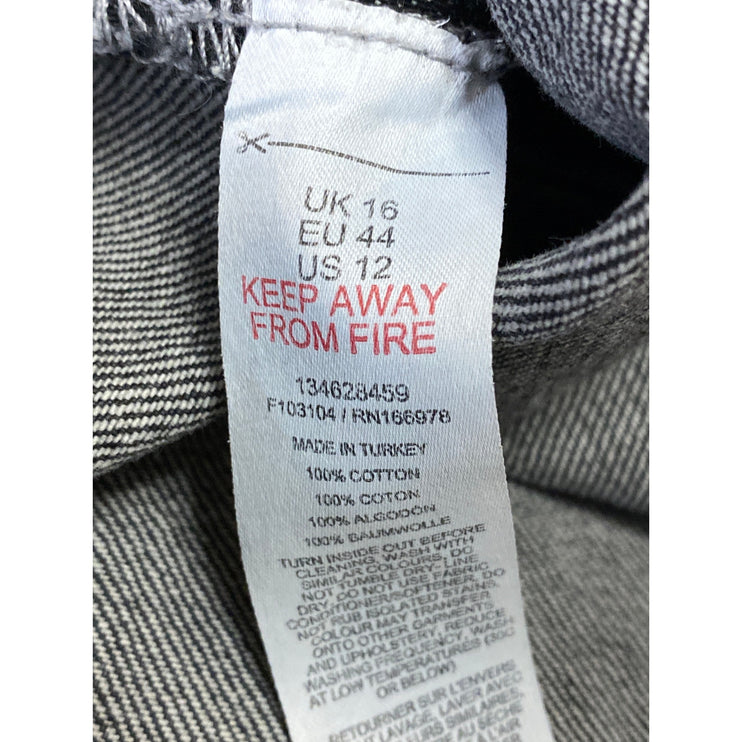 Topshop Women's Black Washed Low Waist Y2k Micro Mini Denim Jean Skirt Size 12