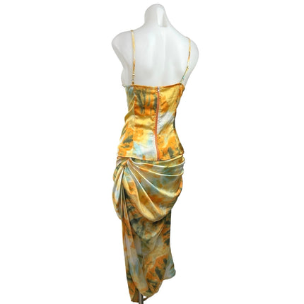 PrettyLittleThing Multicolor Abstract Print Corset Top Midi Tank Dress Set Sz 12