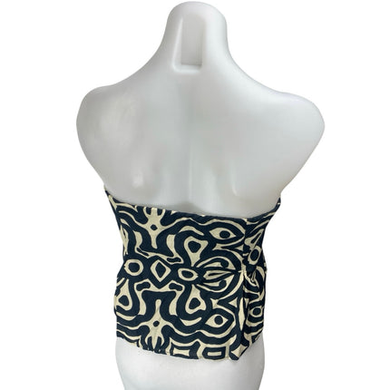 Zara Women's Black Pattern Strapless Sleeveless Bandeau Bustier Tube Tank Top XL