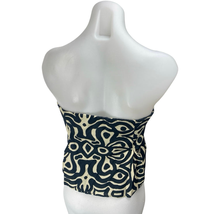 Zara Women's Black Pattern Strapless Sleeveless Bandeau Bustier Tube Tank Top XL