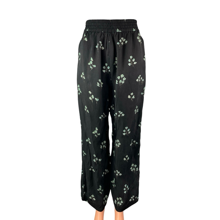 Aritzia Wilfred Womens Black Floral High Waist Wide leg Trousers Pants Size S/M