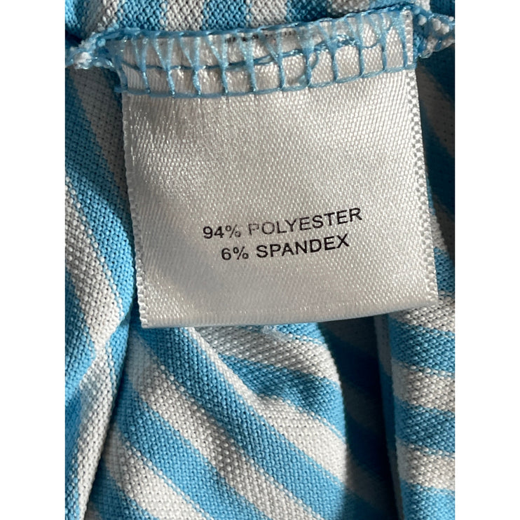 Peter Millar Men's Blue Striped Golf Casual Short Sleeve Polo Shirt Top Size L