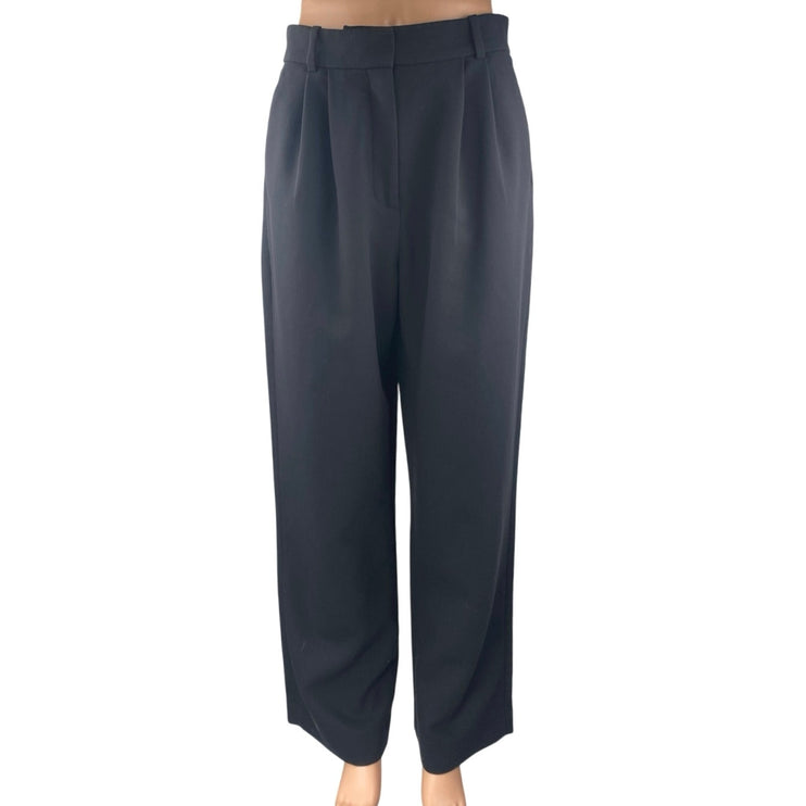 Abercrombie & Fitch Black Pleated Wide Leg High Waist Trousers Dress Pants Sz 29