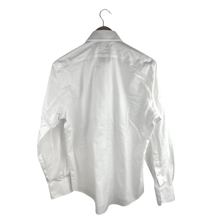 T.M. Lewin Men's White Slim Fit Cotton Long Sleeve Button Down Shirt Top 34 1/2