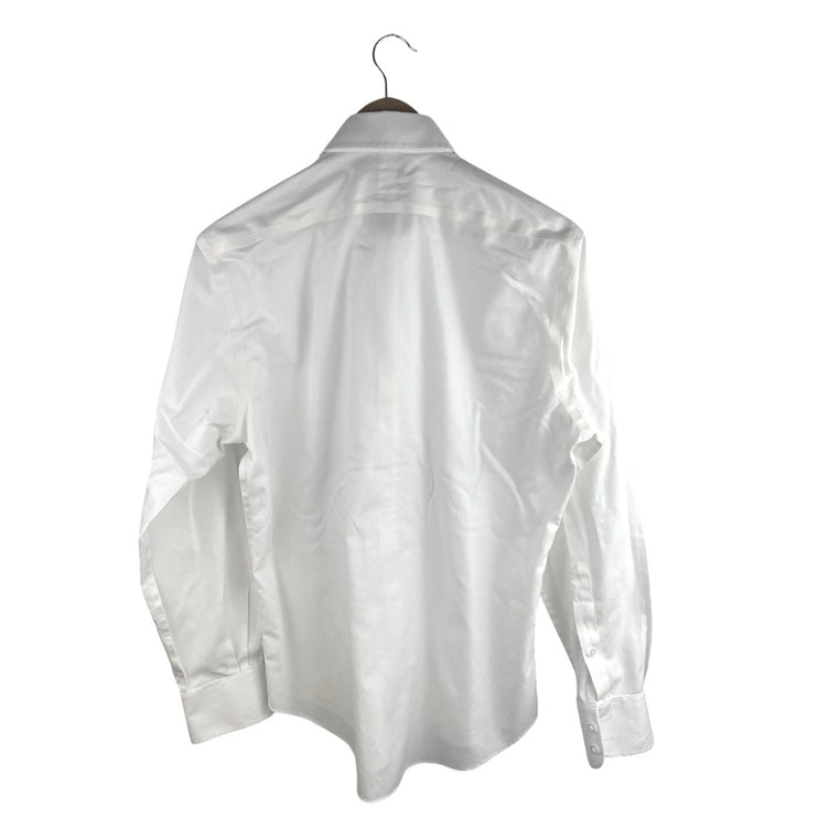 T.M. Lewin Men's White Slim Fit Cotton Long Sleeve Button Down Shirt Top 34 1/2