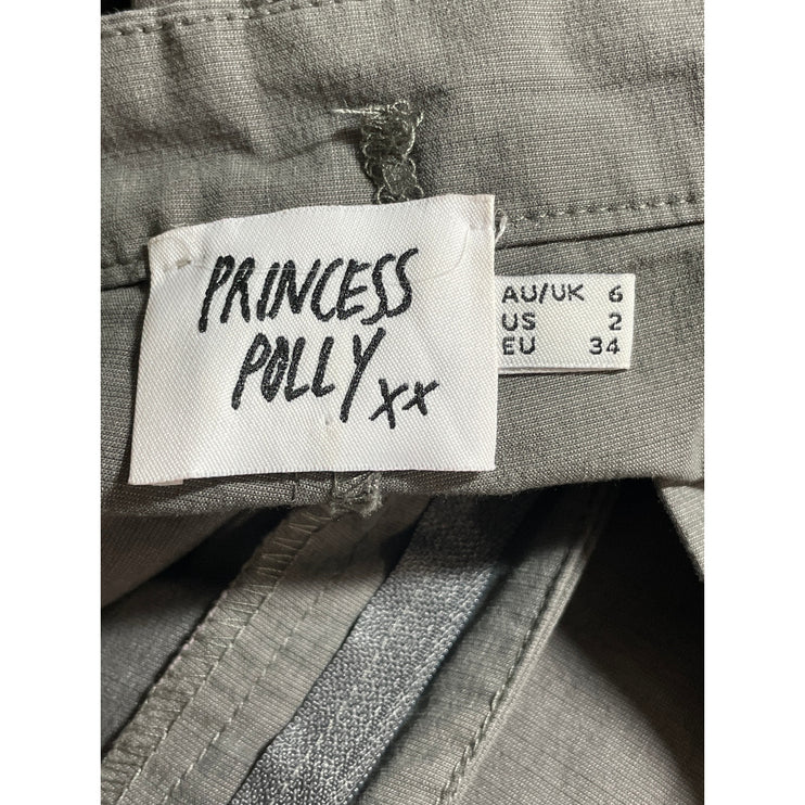 Princess Polly Women's Gray High Rise Wide Leg Baggy Palazzo Trousers Pants Sz 2