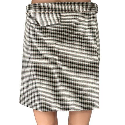 Theory Multicolor Wool Snap Tab Fremont Plaid Check Wrap Mini A-line Skirt Sz 2