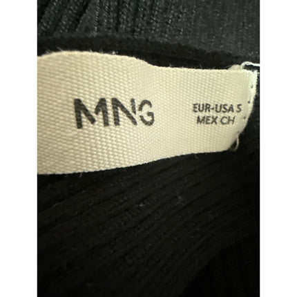 Mango MNG Black Sleeveless Ribbed Knit Sculpt Cutout Cami Tank Crop Top Size S