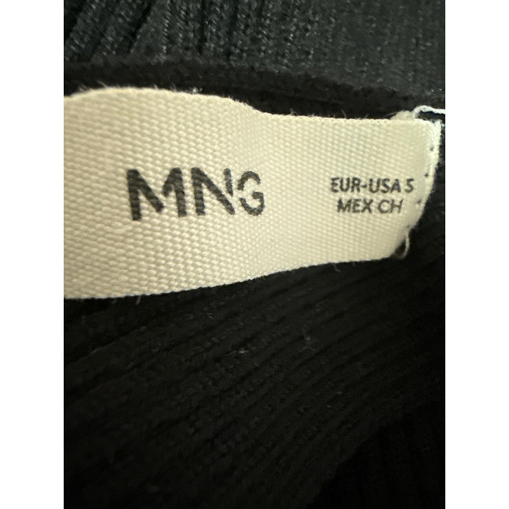 Mango MNG Black Sleeveless Ribbed Knit Sculpt Cutout Cami Tank Crop Top Size S