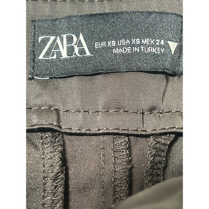 Zara Women's Black Satin Pleated High Waisted Wide Leg Mini Shorts Size XS