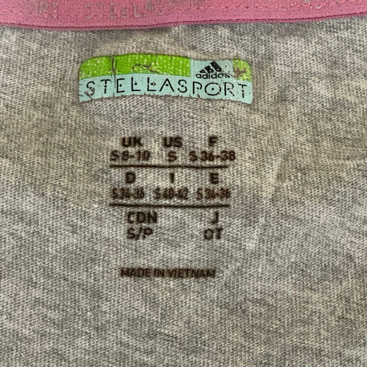 Adidas Stella Sport Gray Floral Short Sleeve Crew Neck T Shirt Tee Top Size S