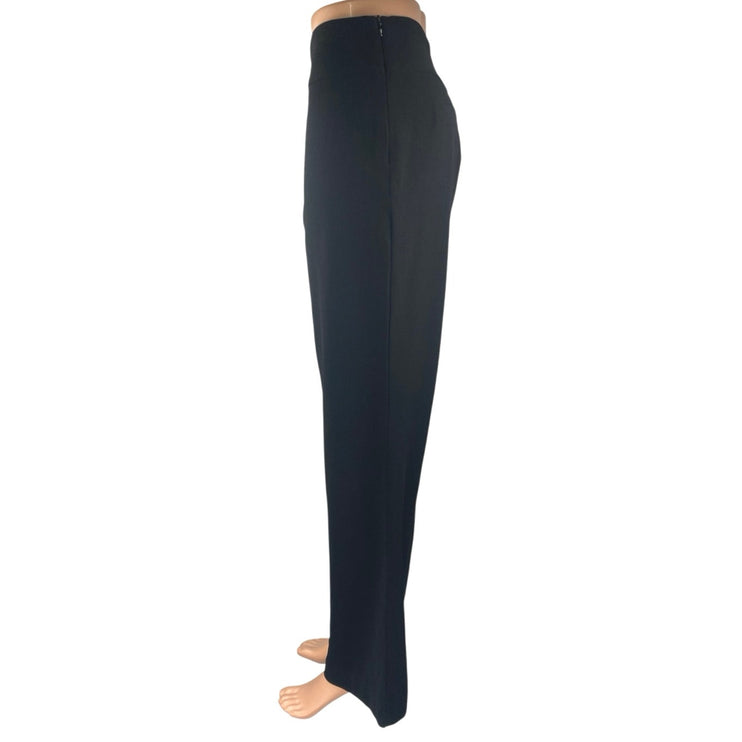 Bobeau Women's Black Straight Leg High Waist Zipper Trousers Dress Pants Size L