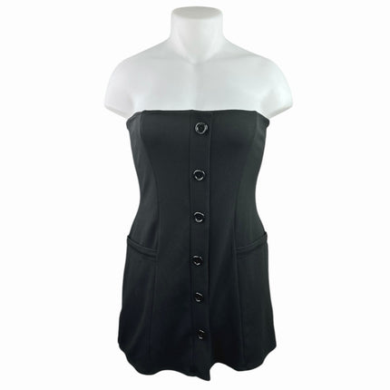 Asos Black Strapless Sleeveless Tube Bandeau Tux Mini Bodycon Dress Size 14