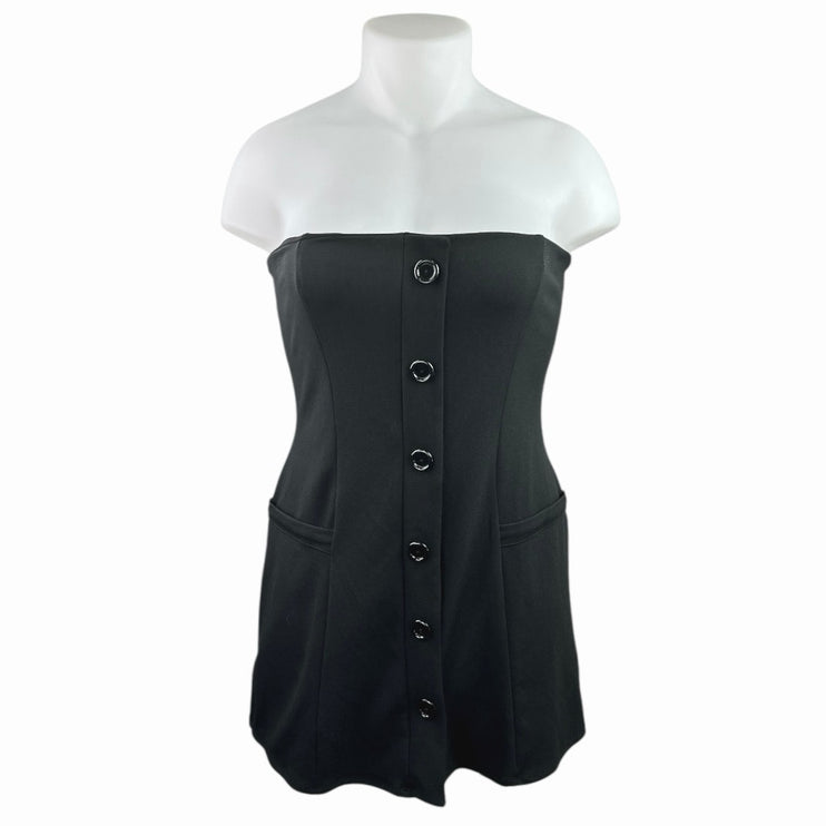 Asos Black Strapless Sleeveless Tube Bandeau Tux Mini Bodycon Dress Size 14