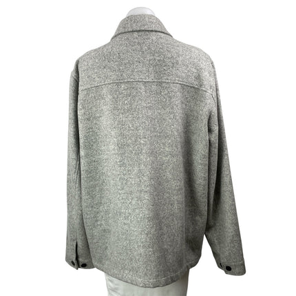 Reiss Atelier Gray Italian Wool Utility Button Down Pocket Shirt Jacket Size XL