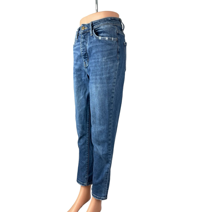 Flying Tomato Women's Blue Distressed High Rise Straight Leg Denim jeans Size 27