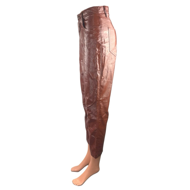 Abercrombie & Fitch Curve Love Faux Vegan Leather Straight Trousers Pants Sz 25