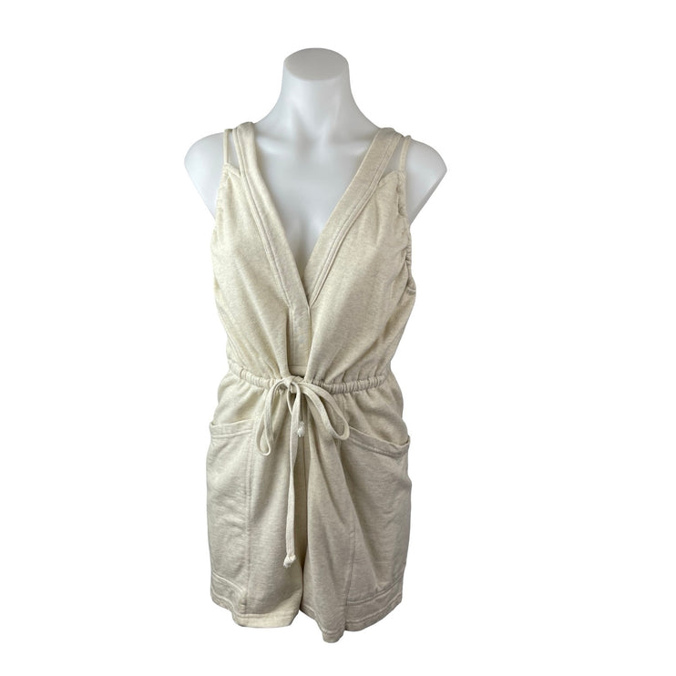 Daily Practice Beige Sleeveless V Neck Tie Waist Cami Tank Romper Shorts Size S