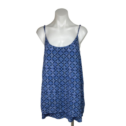 Forever 21 Blue Abstract Print Spaghetti Strap Scoop Neck Mini Tunic Dress Sz M