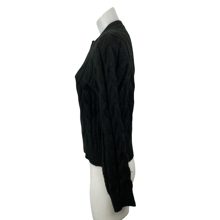 Ann Taylor LOFT Black Cable Knit Long Sleeve Button Down Cardigan Sweater Top S